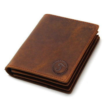 Genuine Leather Short Vertical Anti-theft Swiping Men's Wallet
