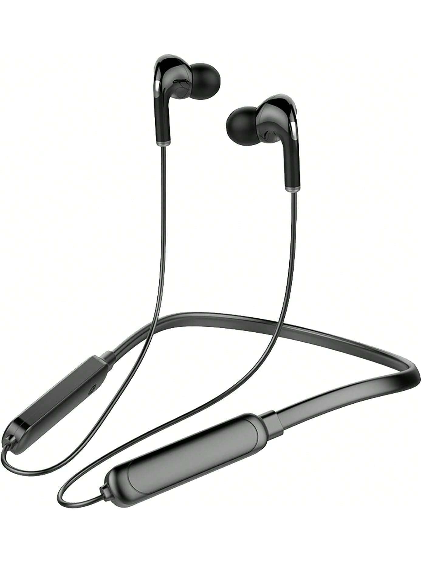 Black Neck Hanging Wireless Sports Earbuds Stereo Bass Outdoor Sports Fitness Running Exercise Headphones