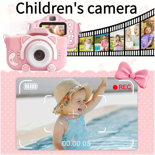 A Fun Pink Cat Camera That Can Take Photos, Record Videos, And Has 8 Filters For Selfie Mode. It Is The Best Gift For Outdoor Play During Birthdays, School Season, And Spring.Built In 400mAh Battery.